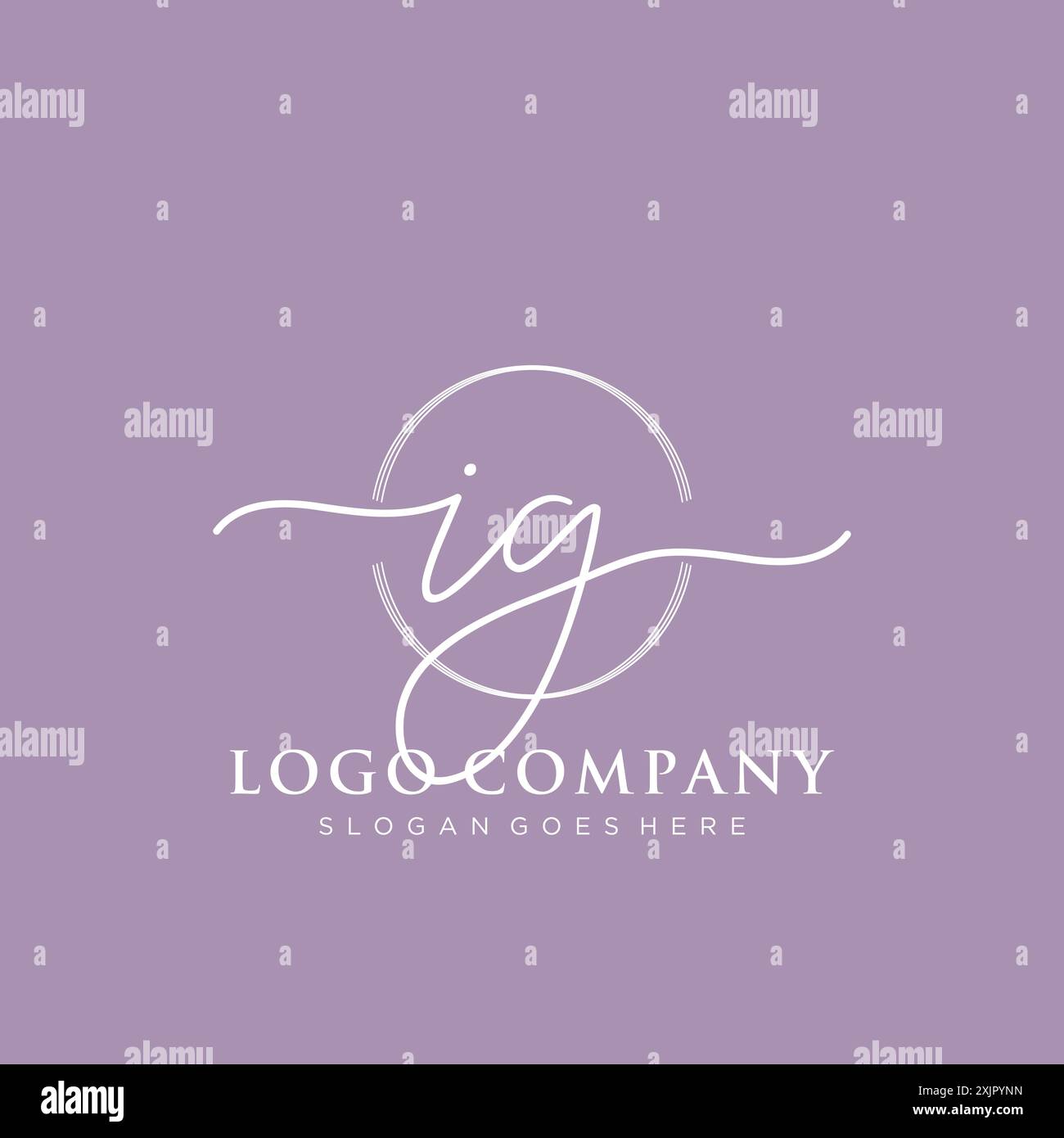 IG Initial handwriting with brush circle logo Stock Vector