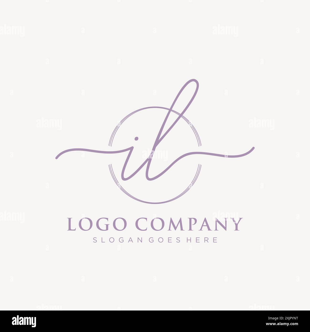 IL Initial handwriting with brush circle logo Stock Vector