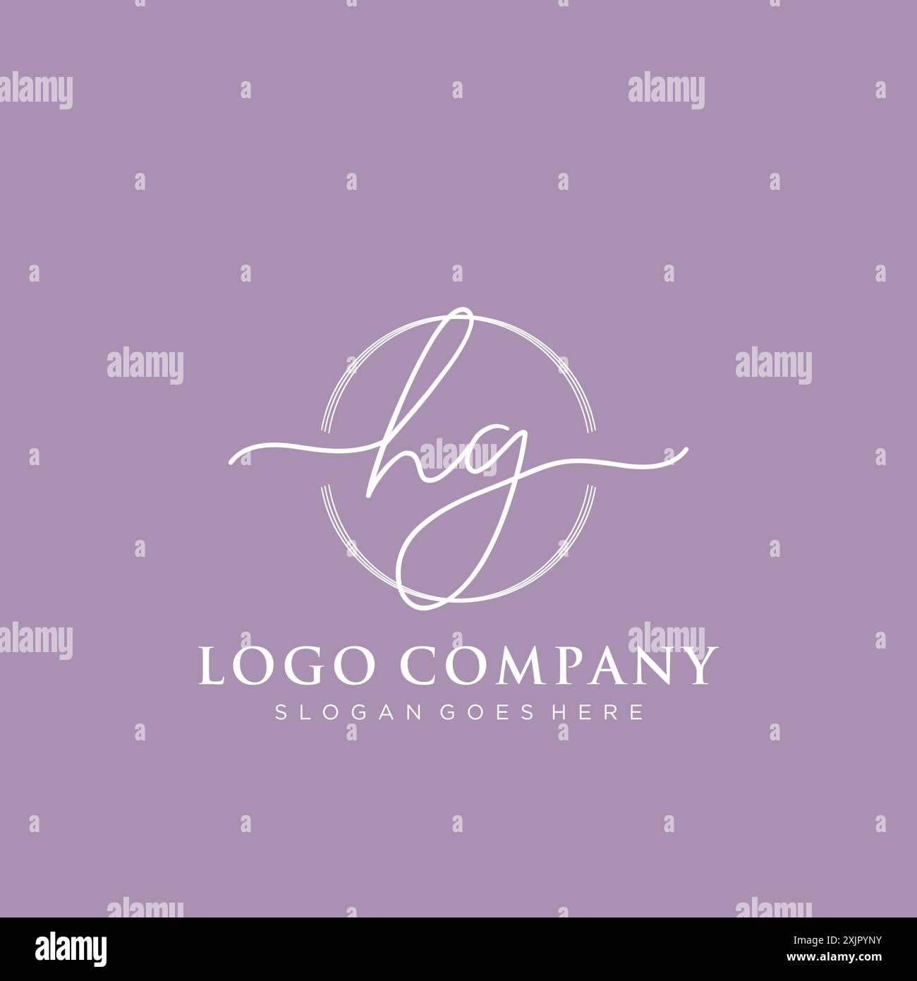 HG Initial handwriting with brush circle logo Stock Vector