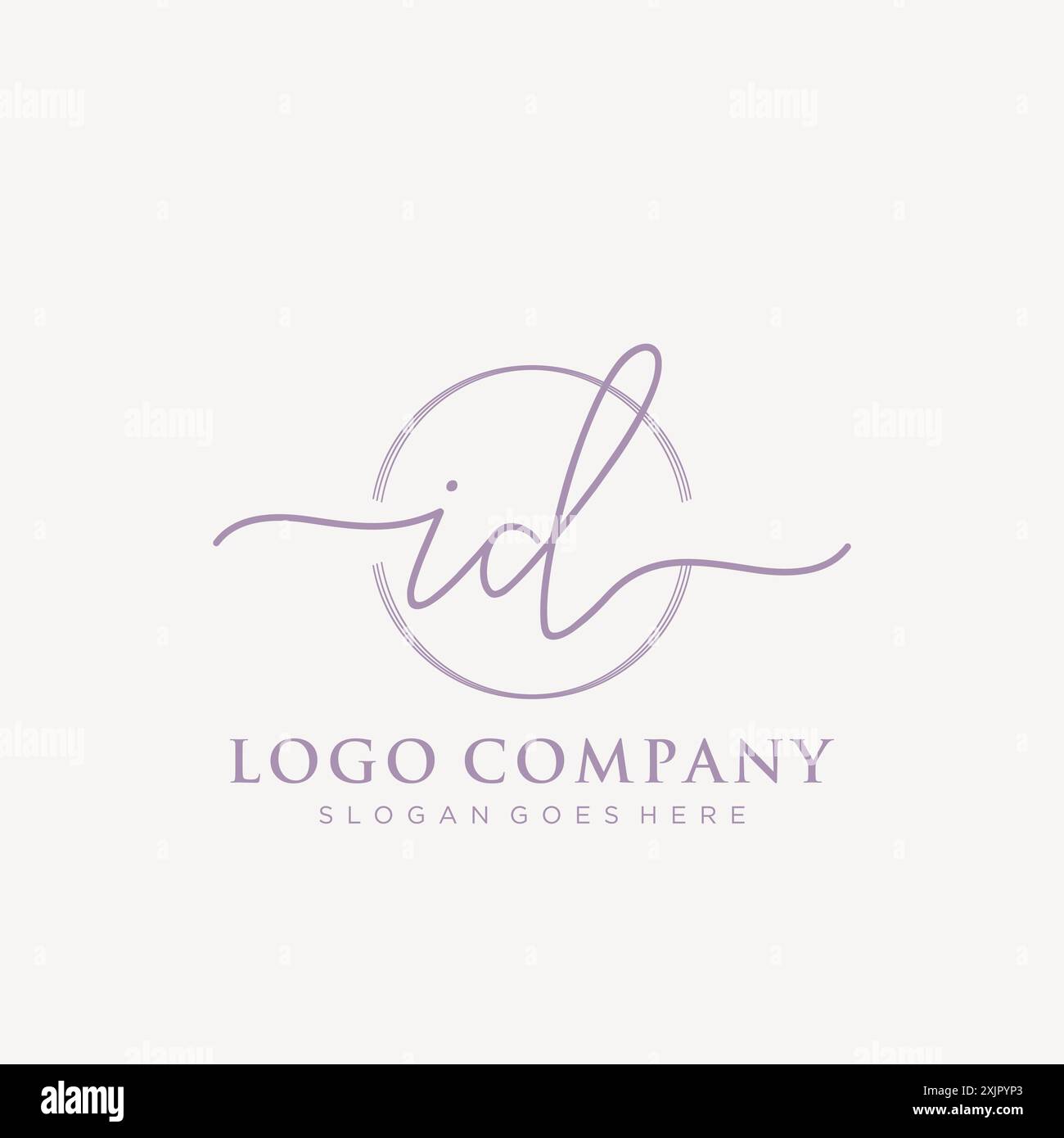 ID Initial handwriting with brush circle logo Stock Vector