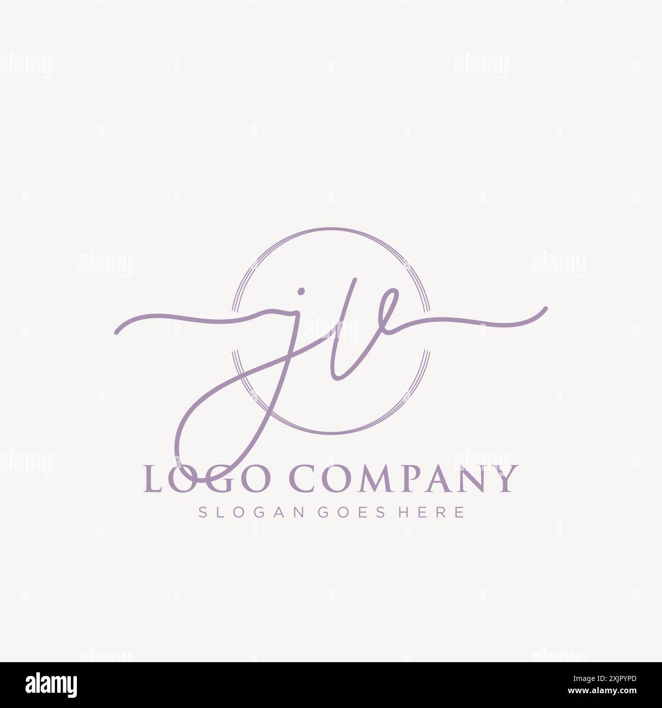 JV Initial handwriting with brush circle logo Stock Vector