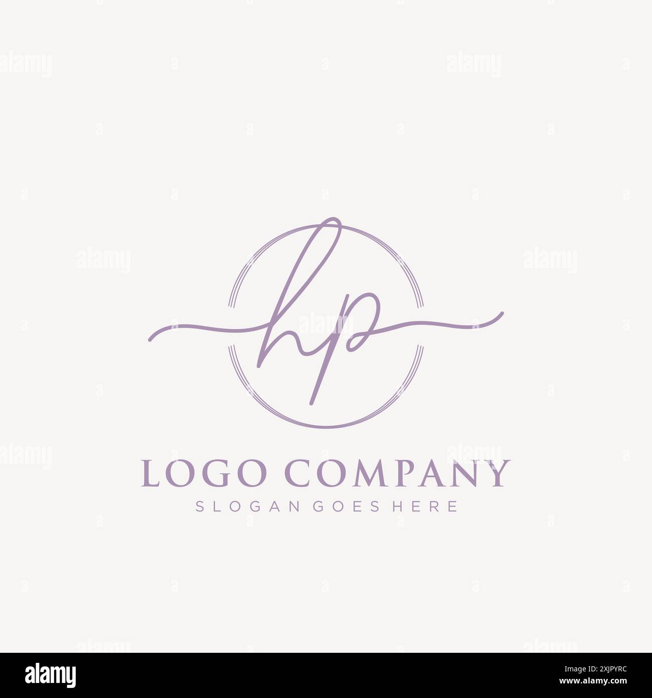 HP Initial handwriting with brush circle logo Stock Vector