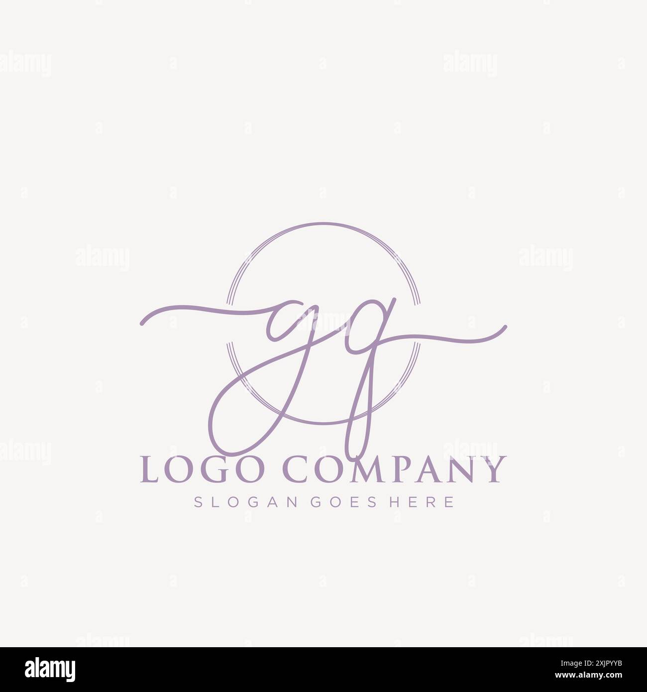 GQ Initial handwriting with brush circle logo Stock Vector