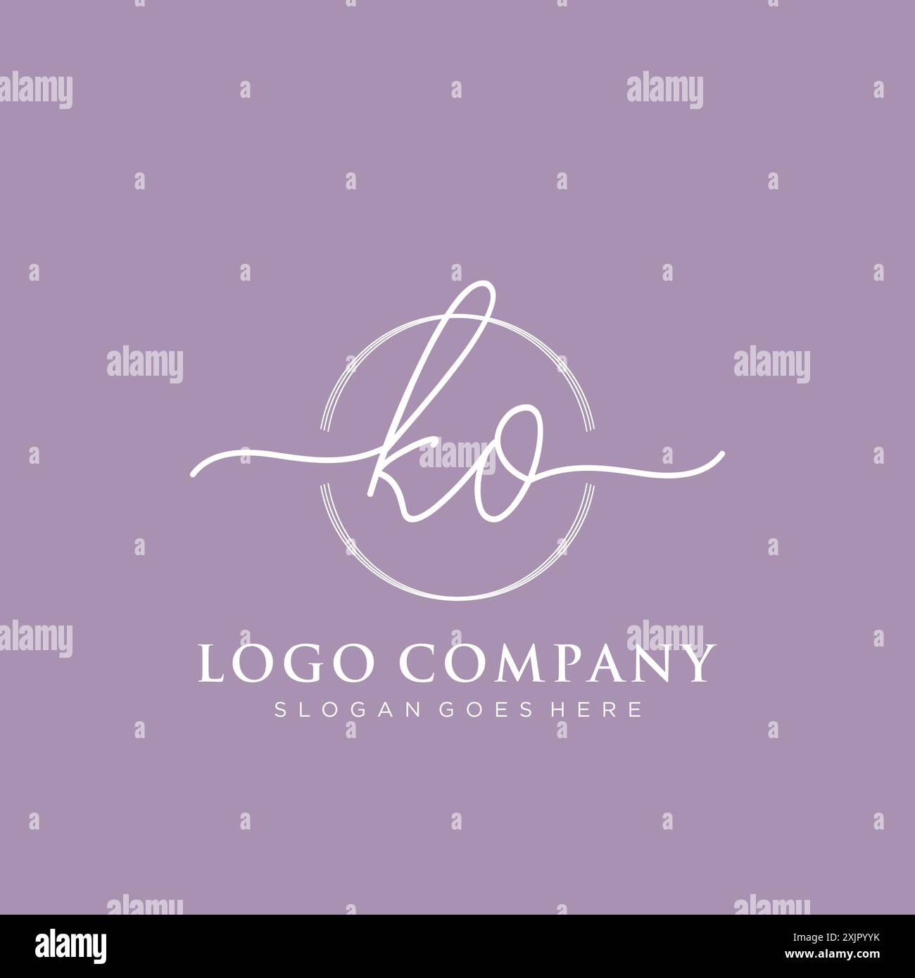 KO Initial handwriting with brush circle logo Stock Vector