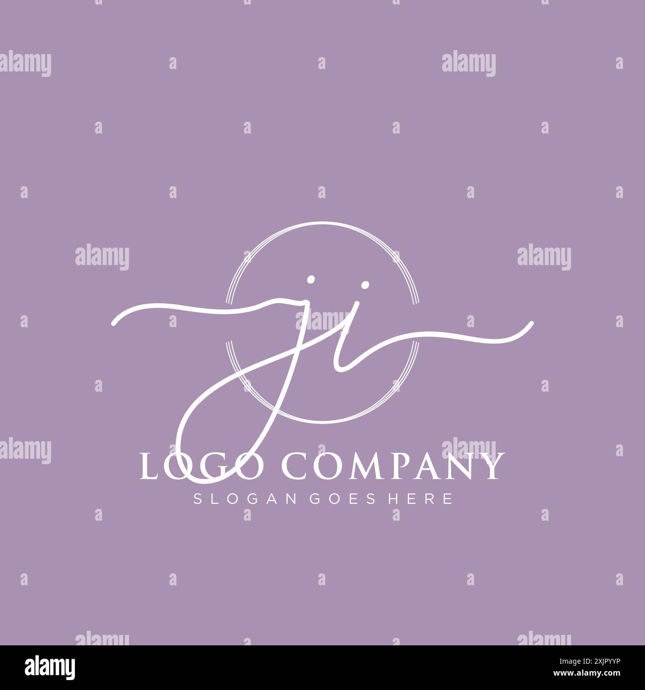 JI Initial handwriting with brush circle logo Stock Vector