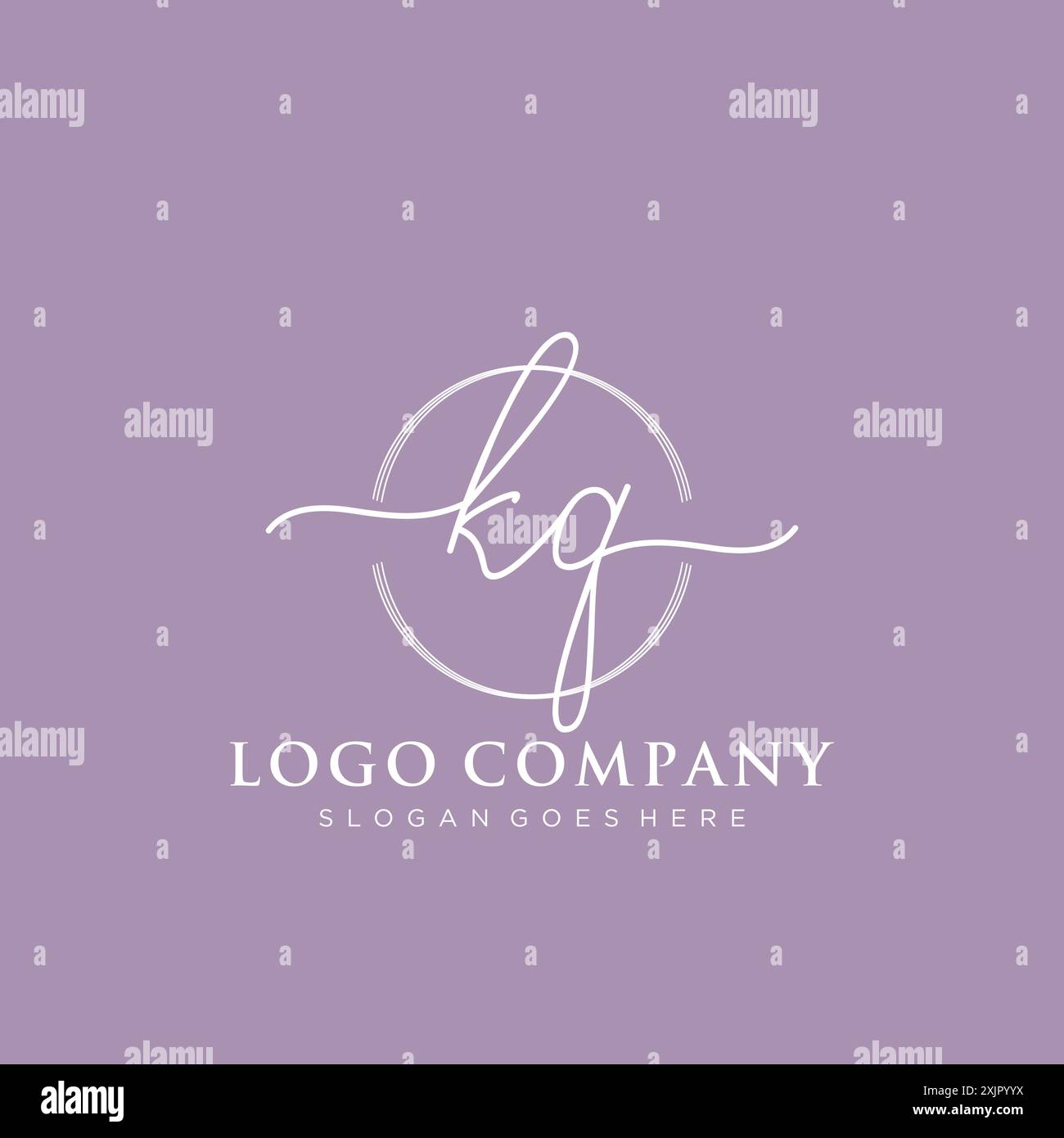KQ Initial handwriting with brush circle logo Stock Vector