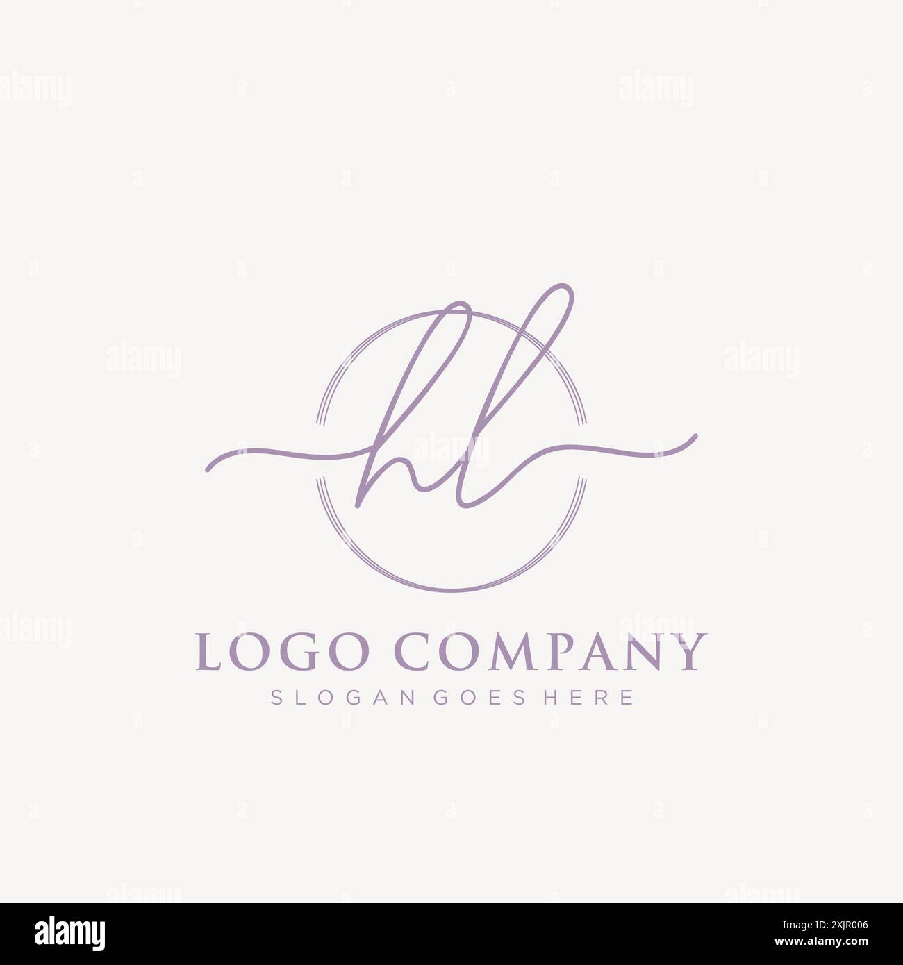 HL Initial handwriting with brush circle logo Stock Vector