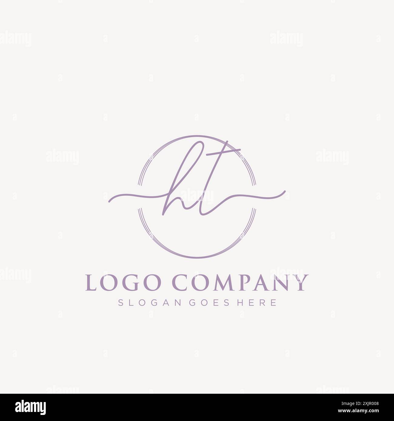 HT Initial handwriting with brush circle logo Stock Vector