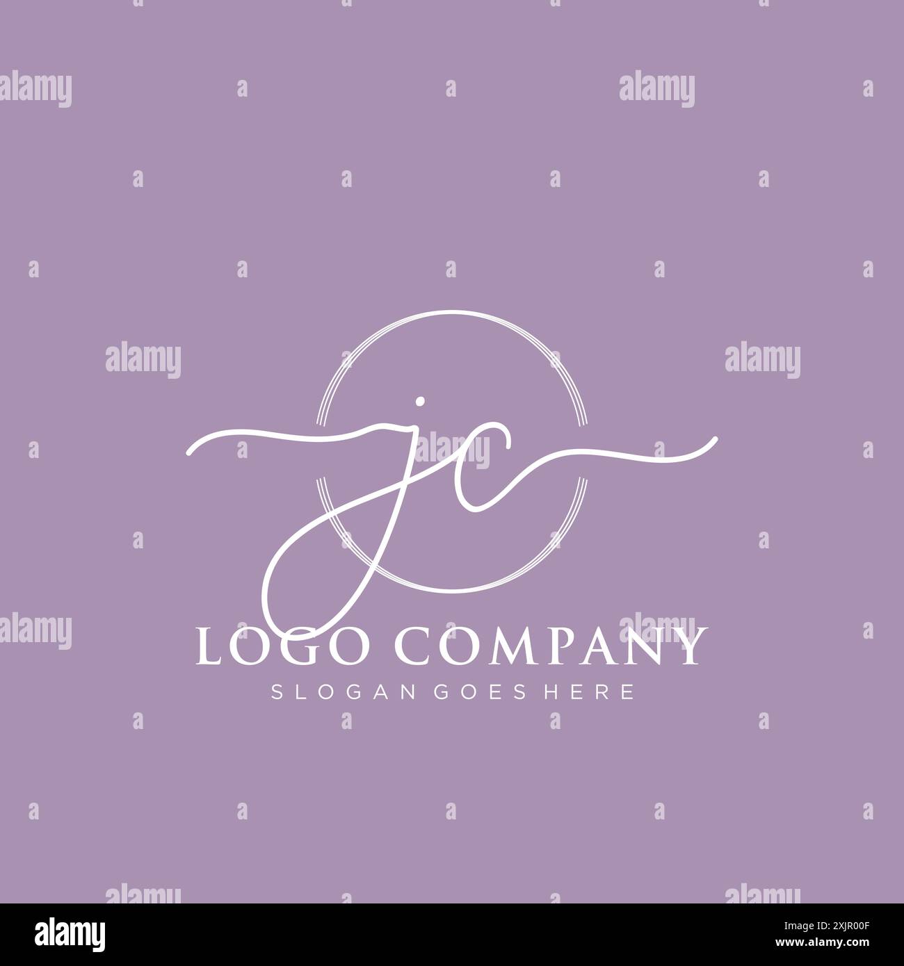 JC Initial handwriting with brush circle logo Stock Vector