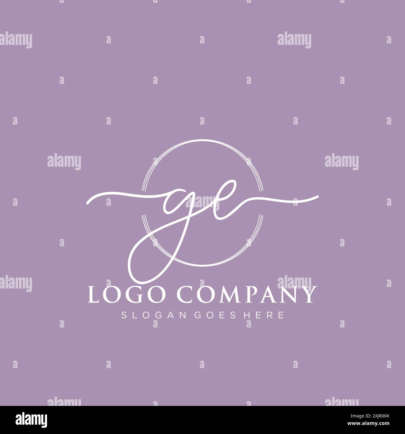 GE Initial handwriting with brush circle logo Stock Vector