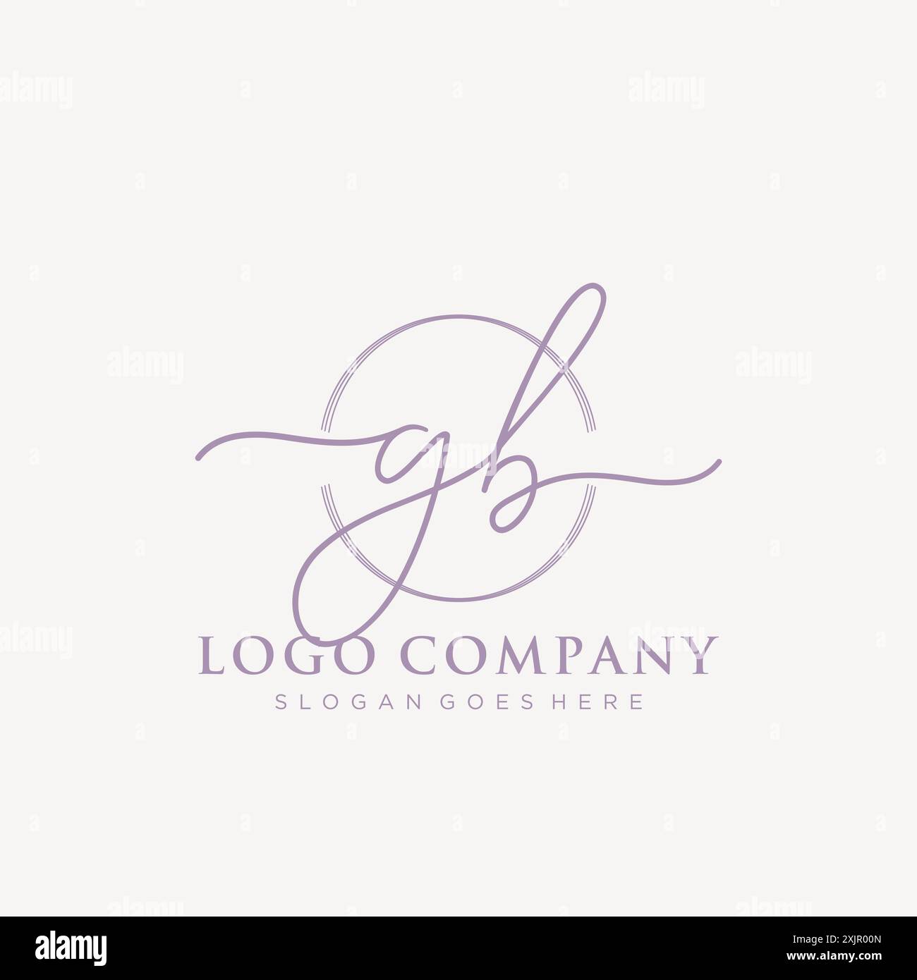 GB Initial handwriting with brush circle logo Stock Vector