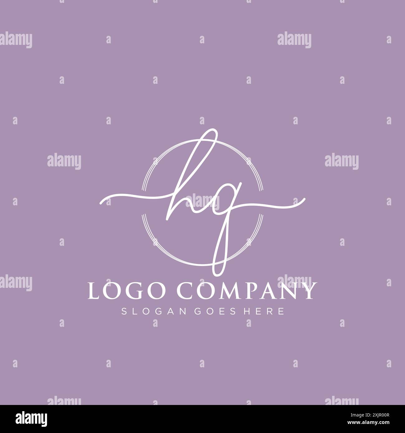 HQ Initial handwriting with brush circle logo Stock Vector