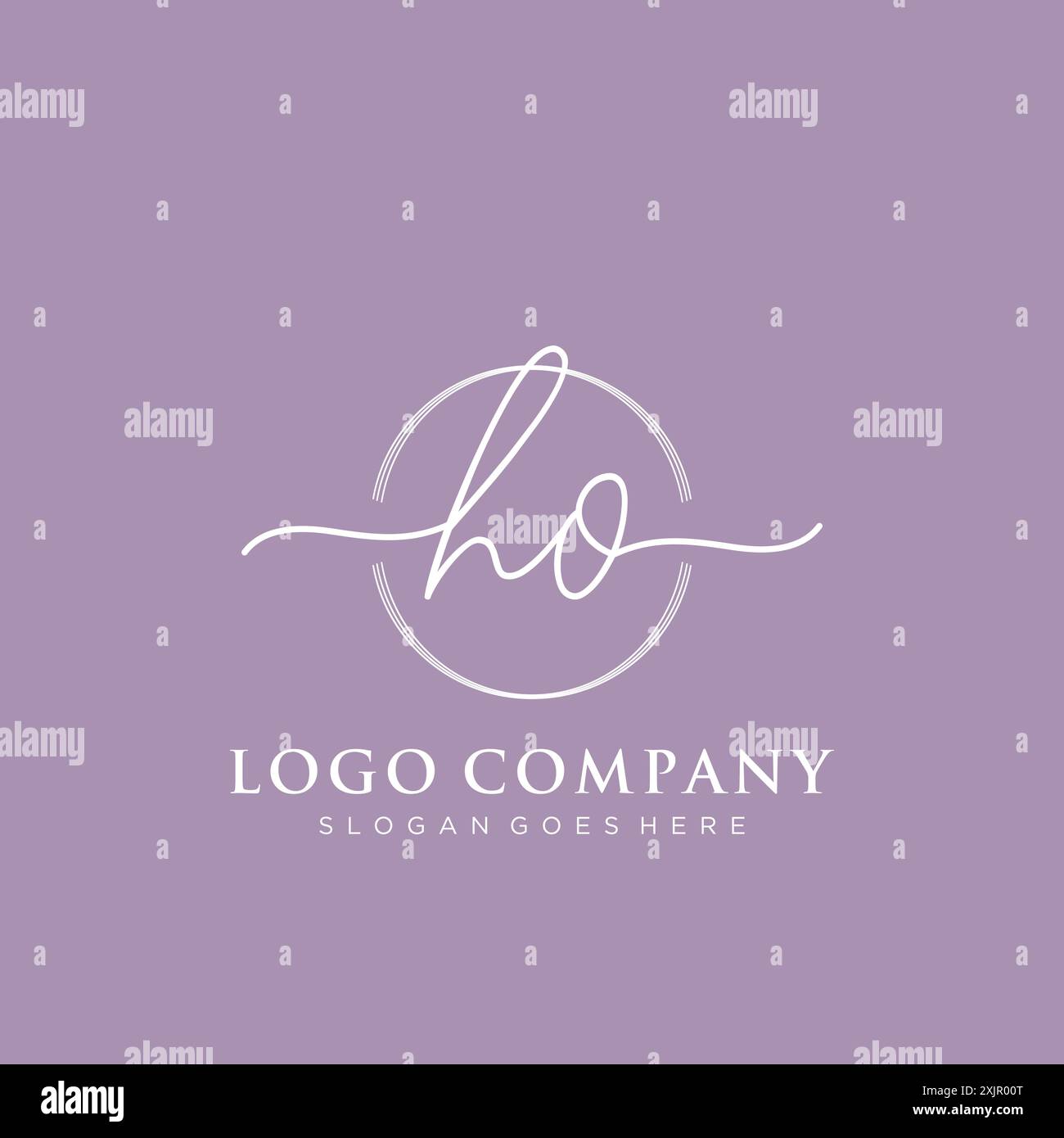 HO Initial handwriting with brush circle logo Stock Vector