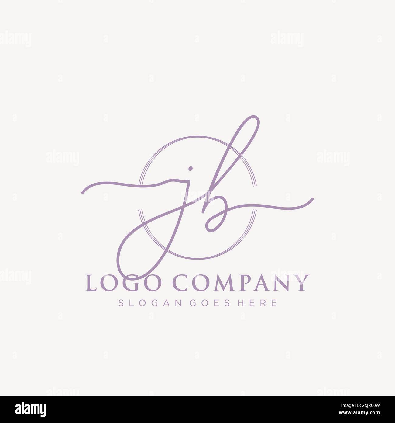 JB Initial handwriting with brush circle logo Stock Vector