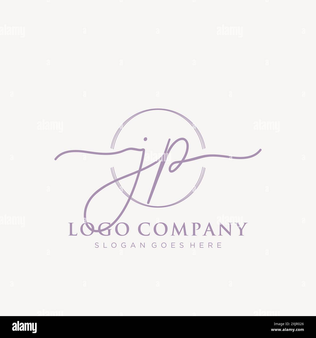 JP Initial handwriting with brush circle logo Stock Vector