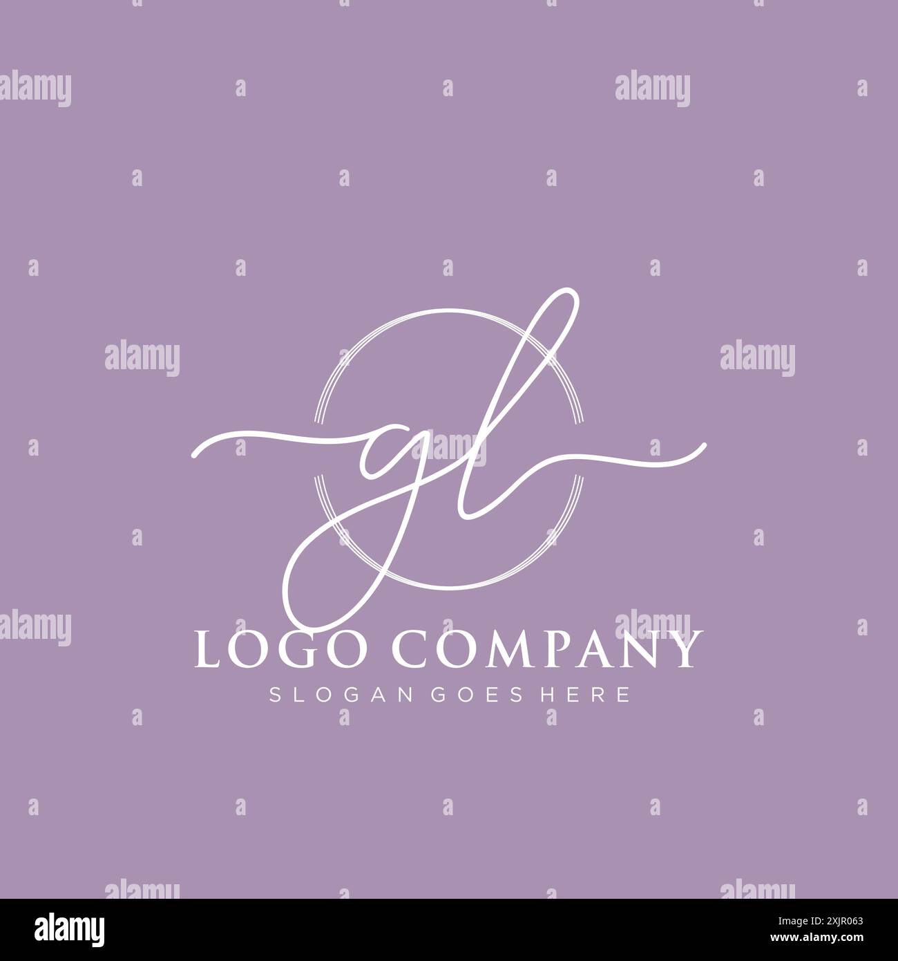 GL Initial handwriting with brush circle logo Stock Vector