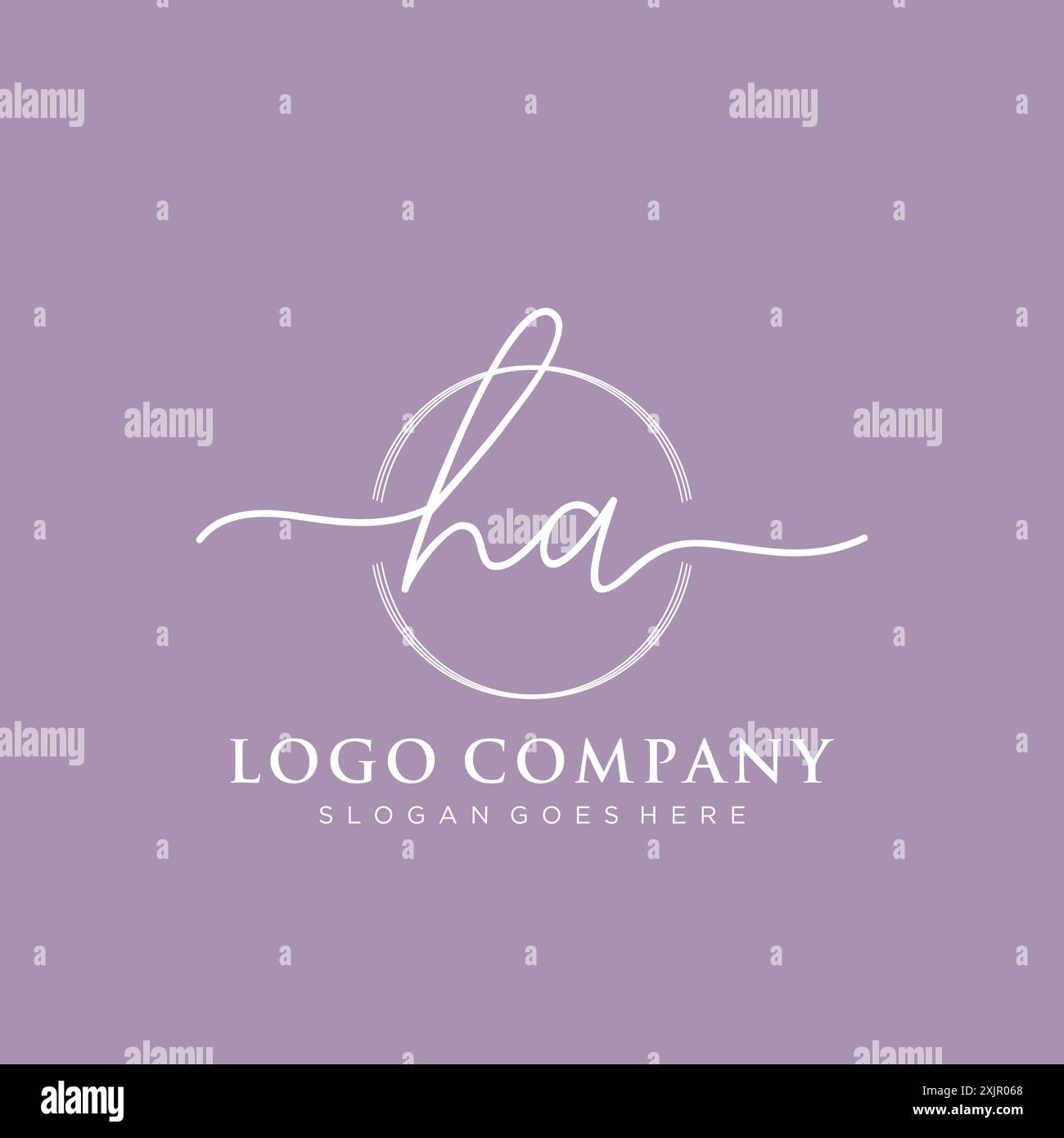 HA Initial handwriting with brush circle logo Stock Vector