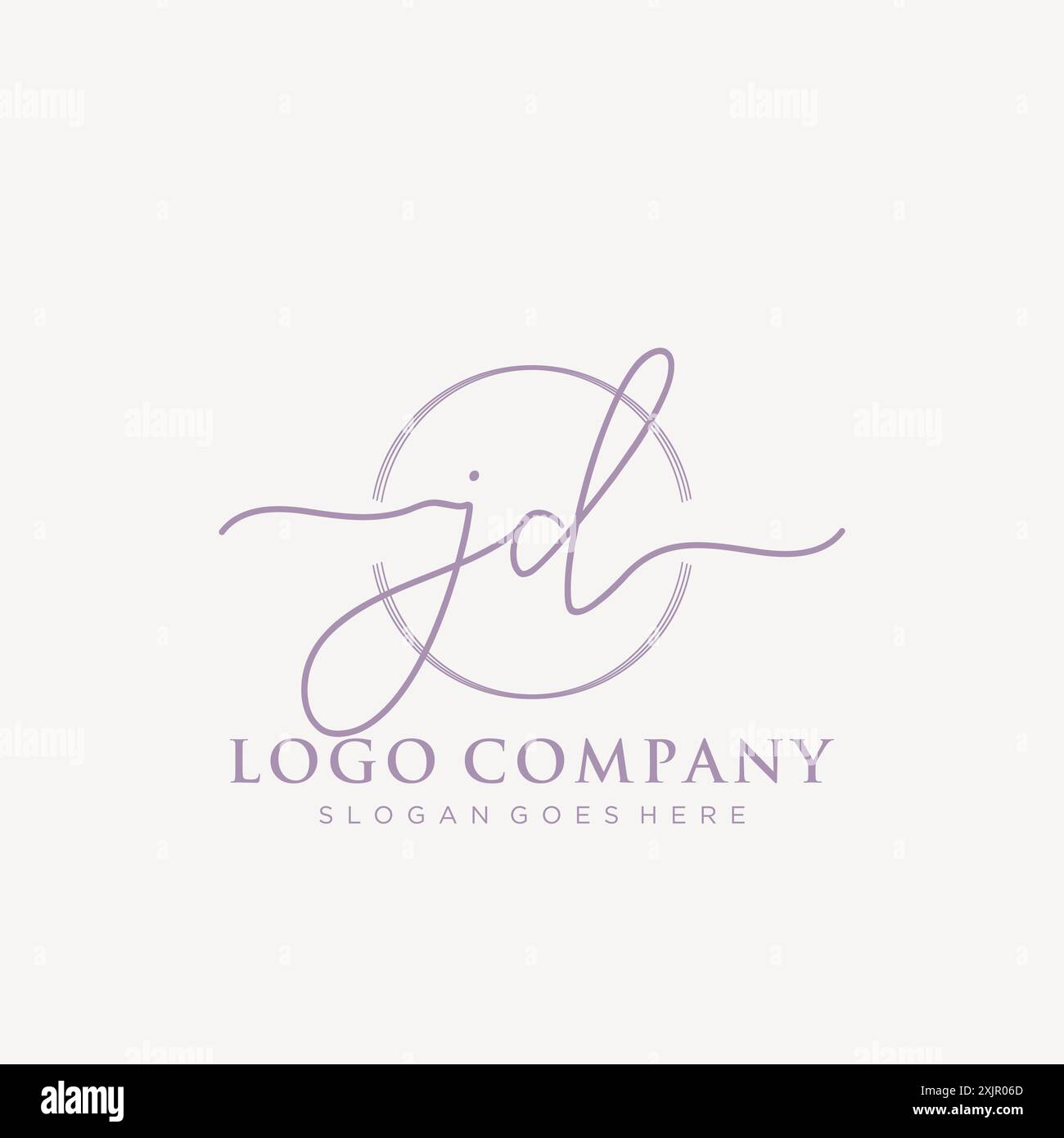JD Initial handwriting with brush circle logo Stock Vector