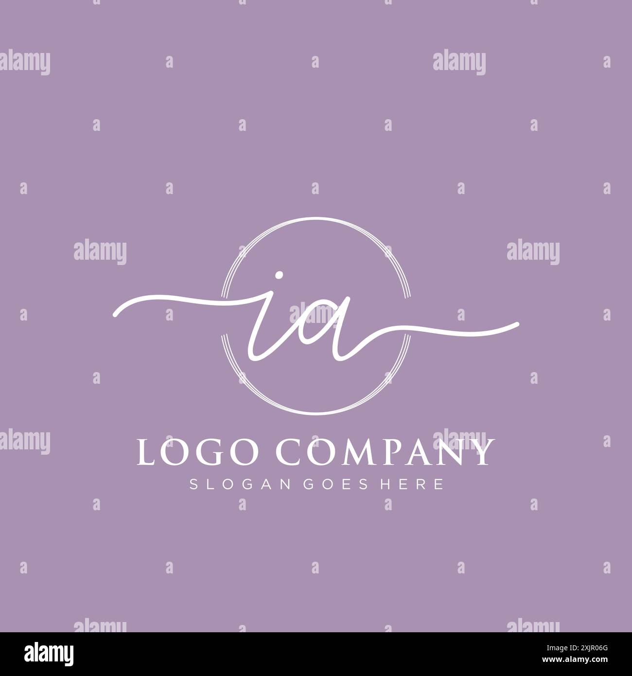 IA Initial handwriting with brush circle logo Stock Vector