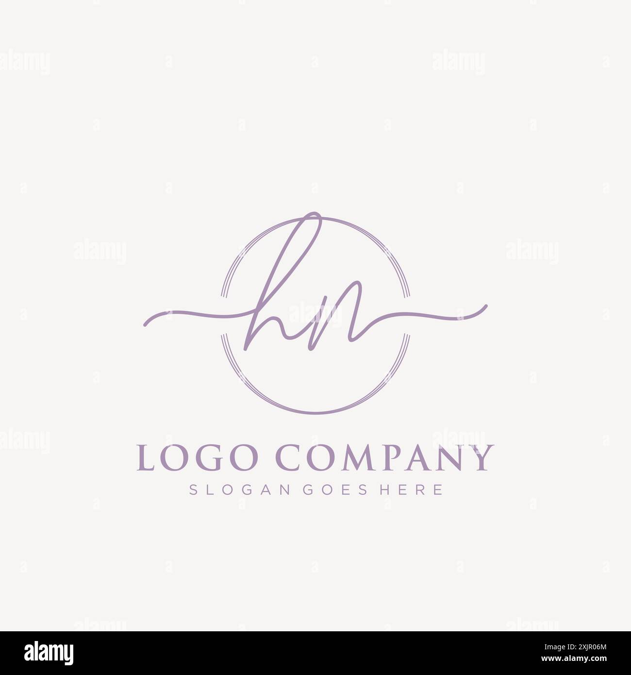 HN Initial handwriting with brush circle logo Stock Vector