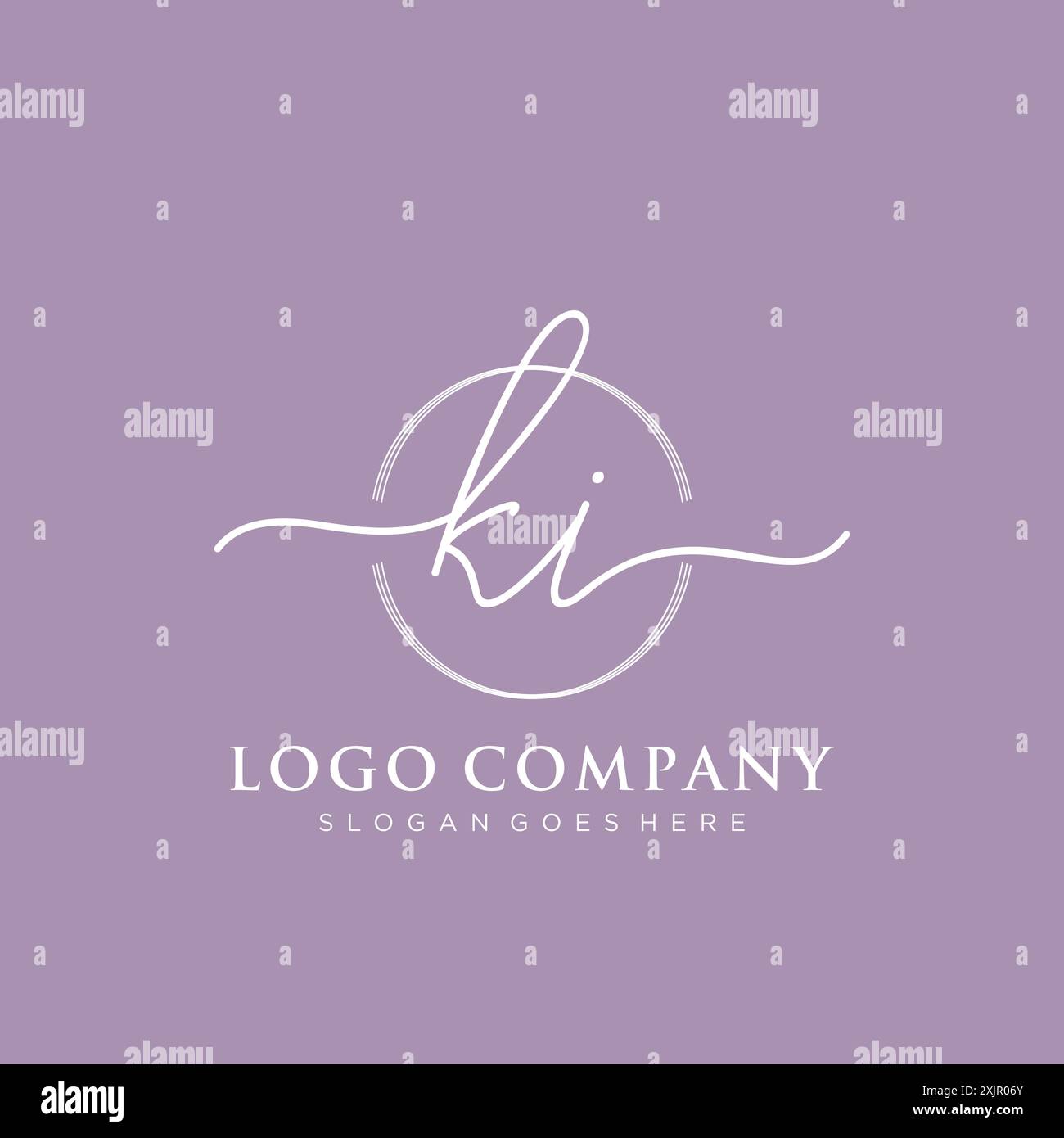 KI Initial handwriting with brush circle logo Stock Vector