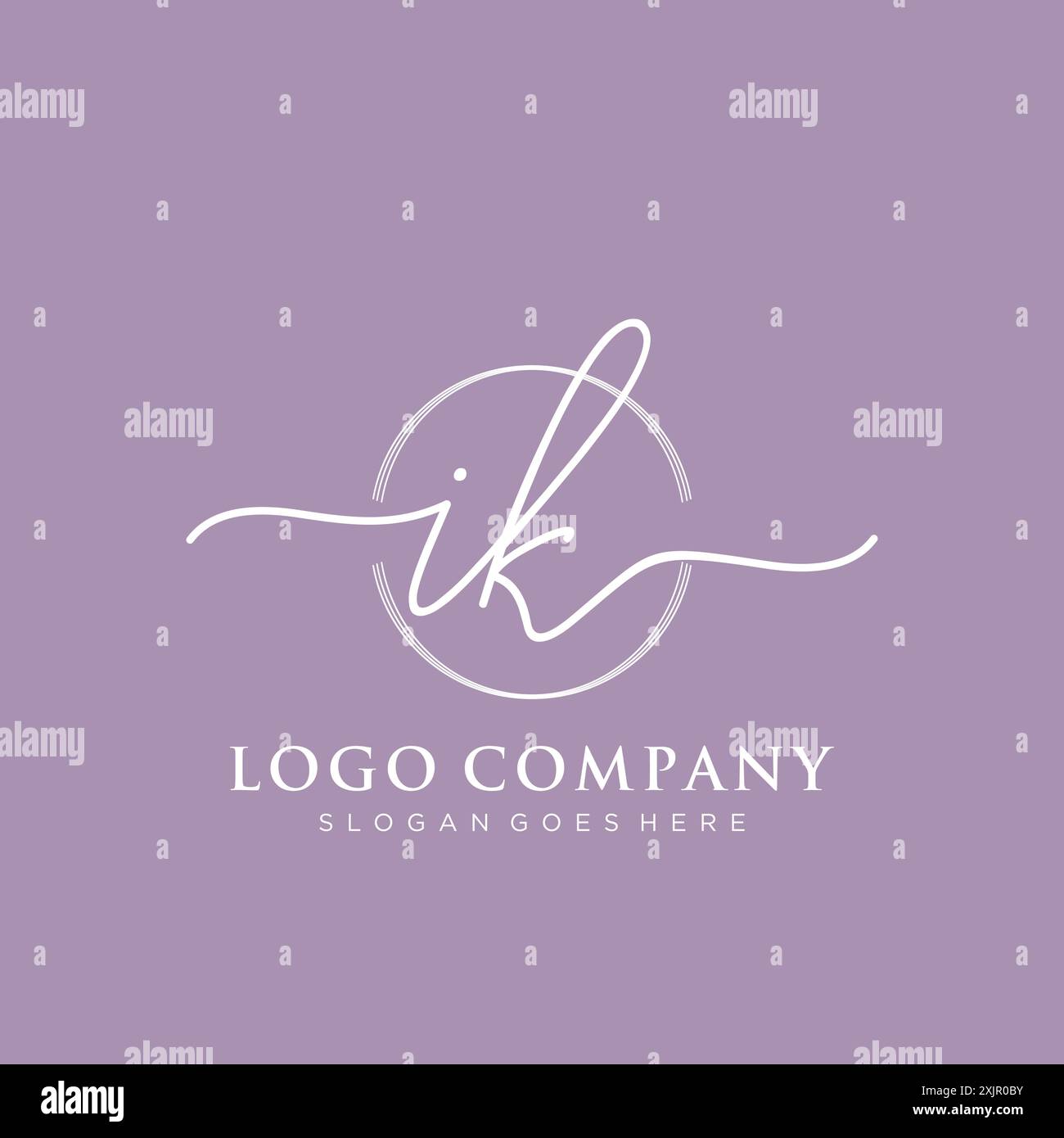 IK Initial handwriting with brush circle logo Stock Vector