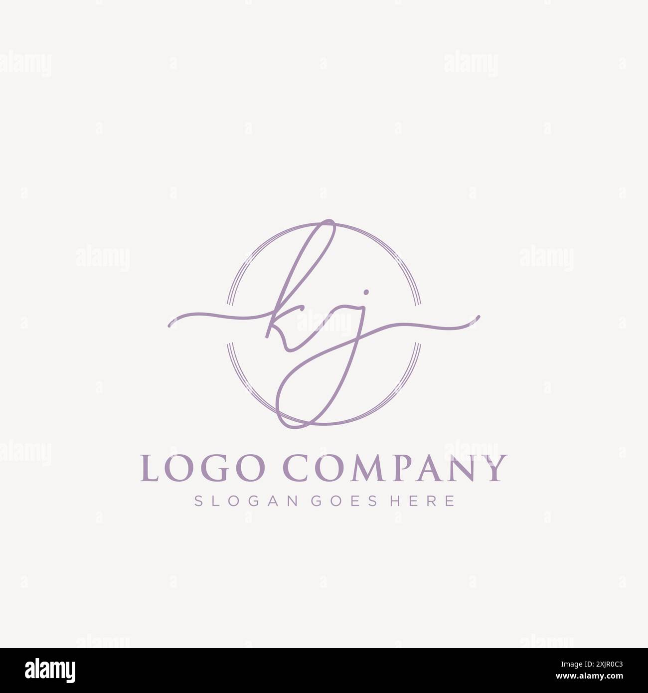 KL Initial handwriting with brush circle logo Stock Vector