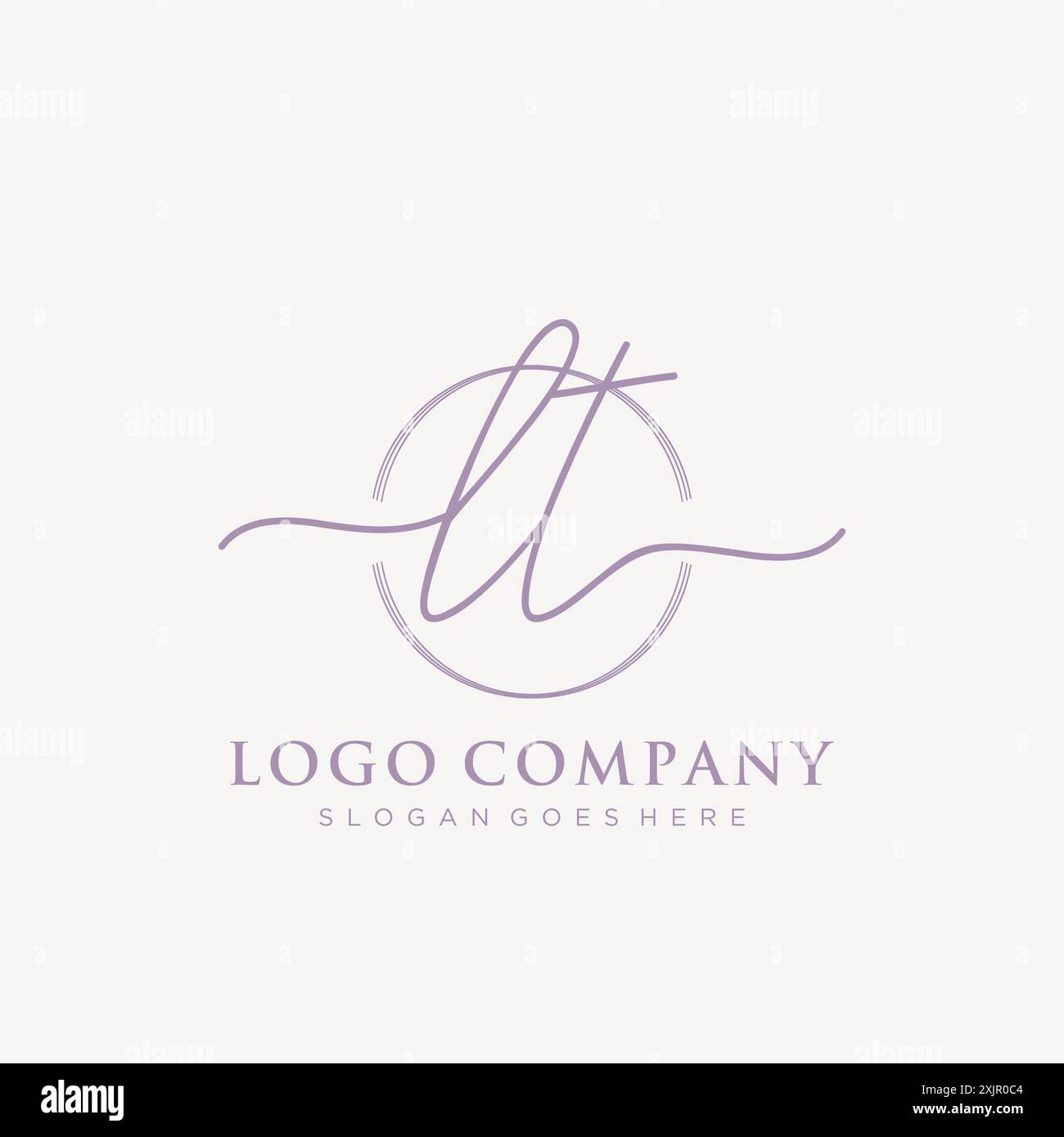 LT Initial handwriting with brush circle logo Stock Vector