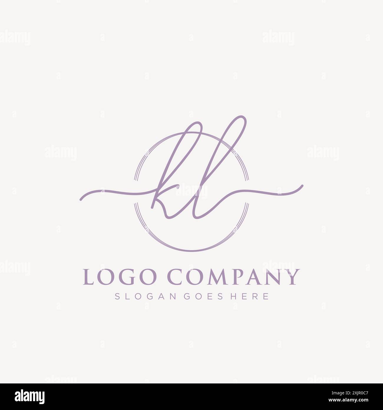 KL Initial handwriting with brush circle logo Stock Vector