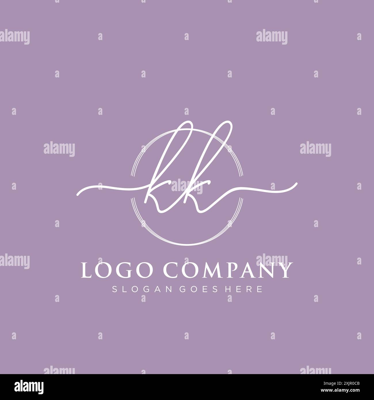 KK Initial handwriting with brush circle logo Stock Vector