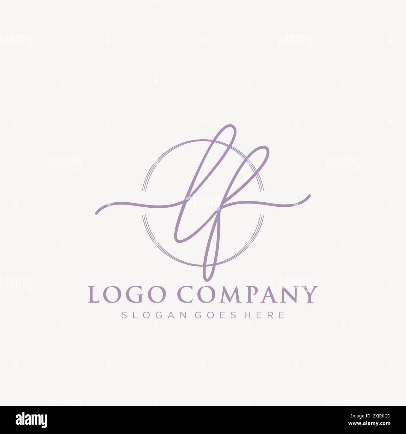 LF Initial handwriting with brush circle logo Stock Vector