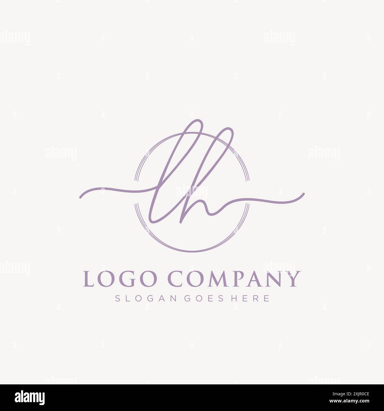 LH Initial handwriting with brush circle logo Stock Vector