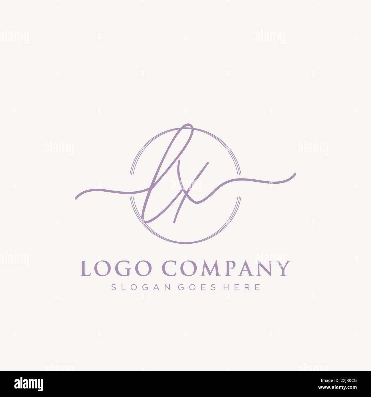 LX Initial handwriting with brush circle logo Stock Vector