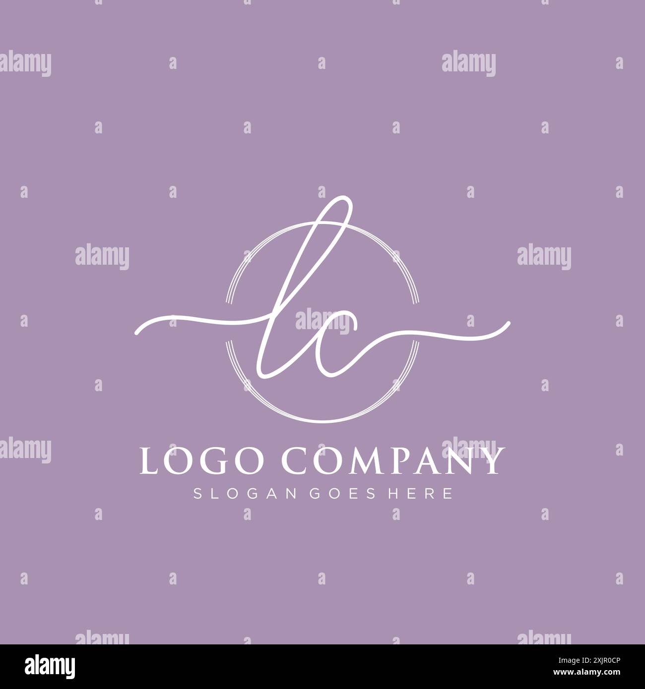 LC Initial handwriting with brush circle logo Stock Vector