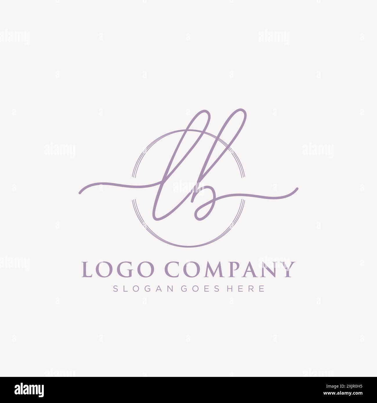 LB Initial handwriting with brush circle logo Stock Vector
