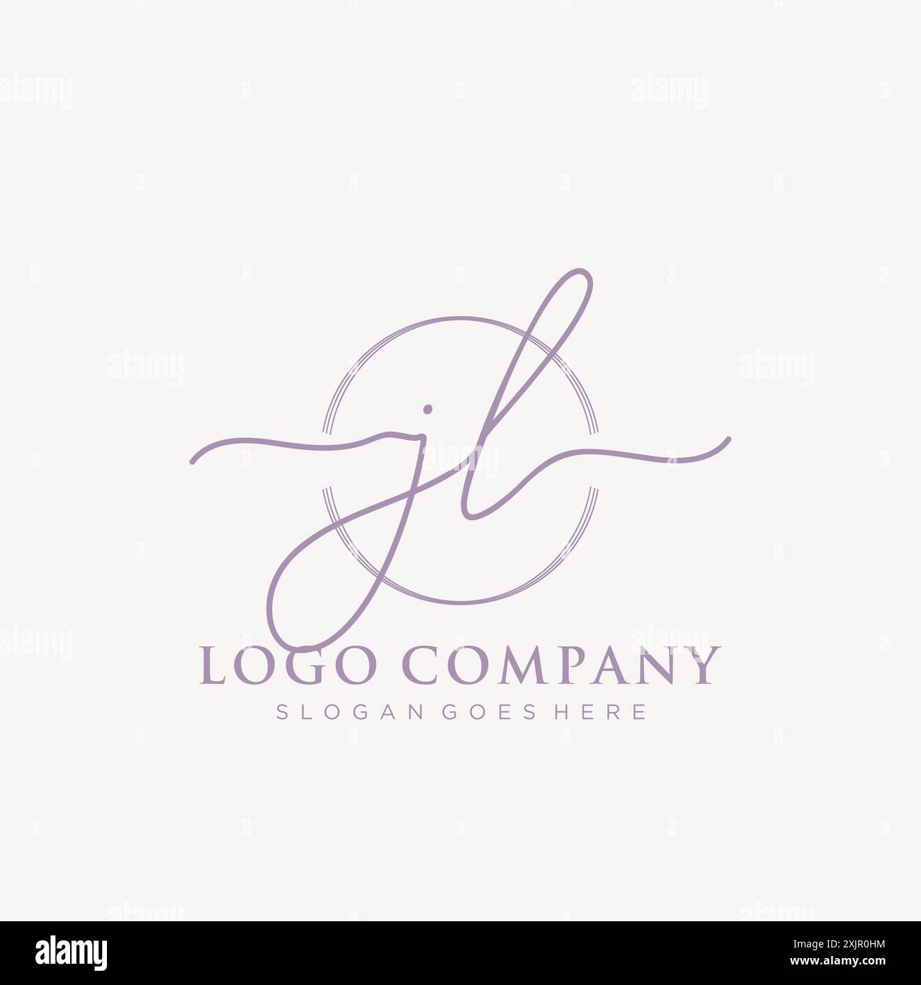 JL Initial handwriting with brush circle logo Stock Vector