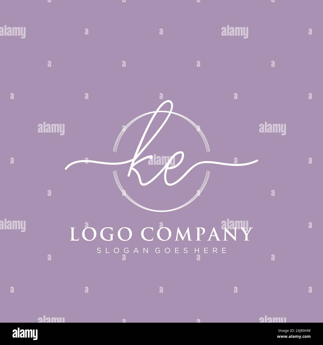 KE Initial handwriting with brush circle logo Stock Vector