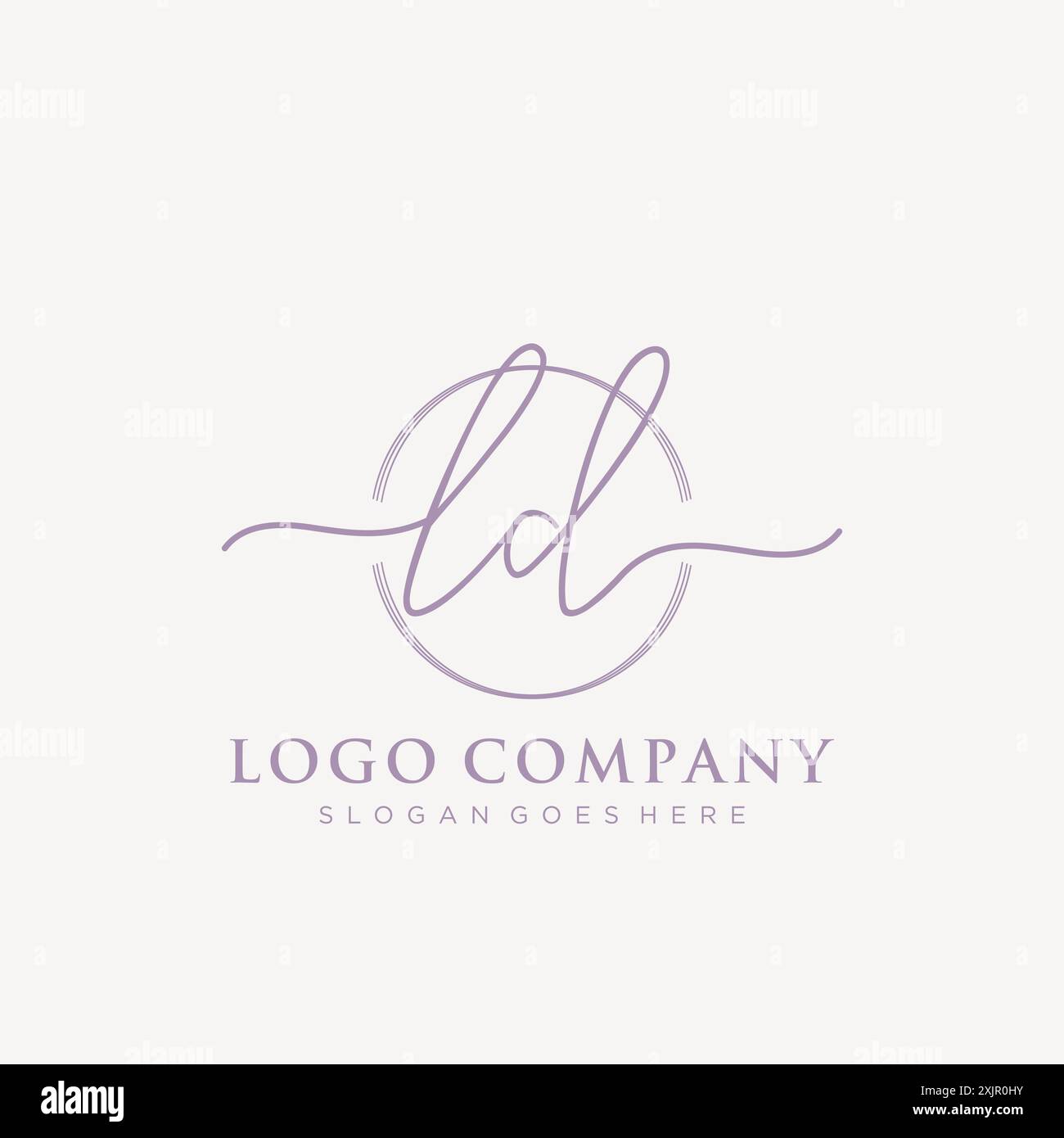 LD Initial handwriting with brush circle logo Stock Vector