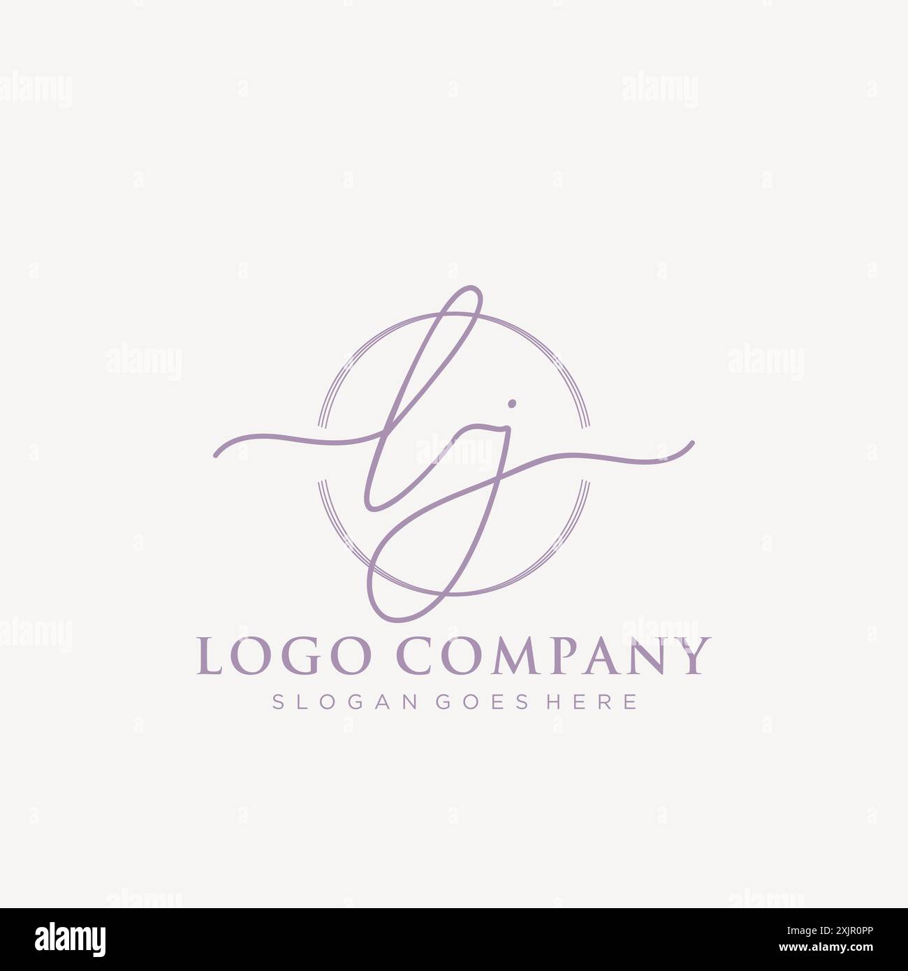 LJ Initial handwriting with brush circle logo Stock Vector