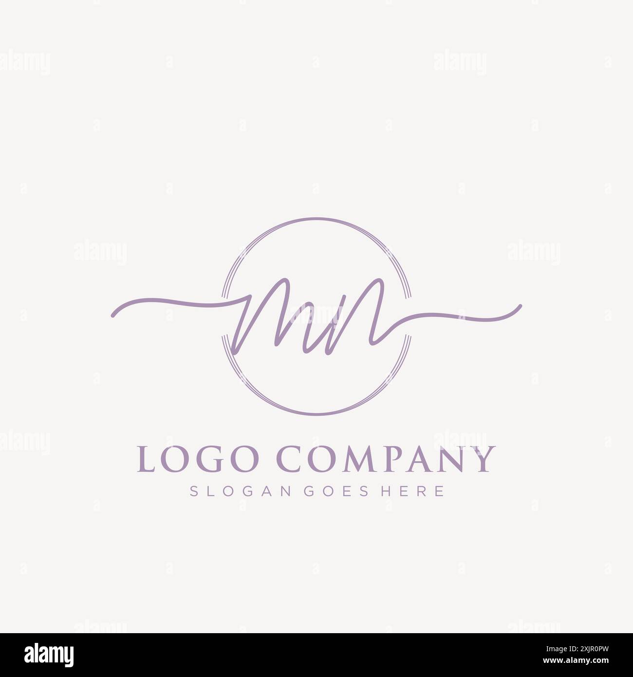 MN Initial handwriting with brush circle logo Stock Vector