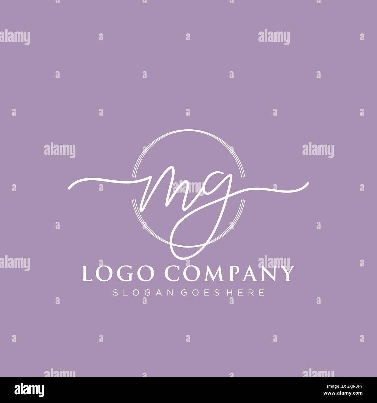 MG Initial handwriting with brush circle logo Stock Vector