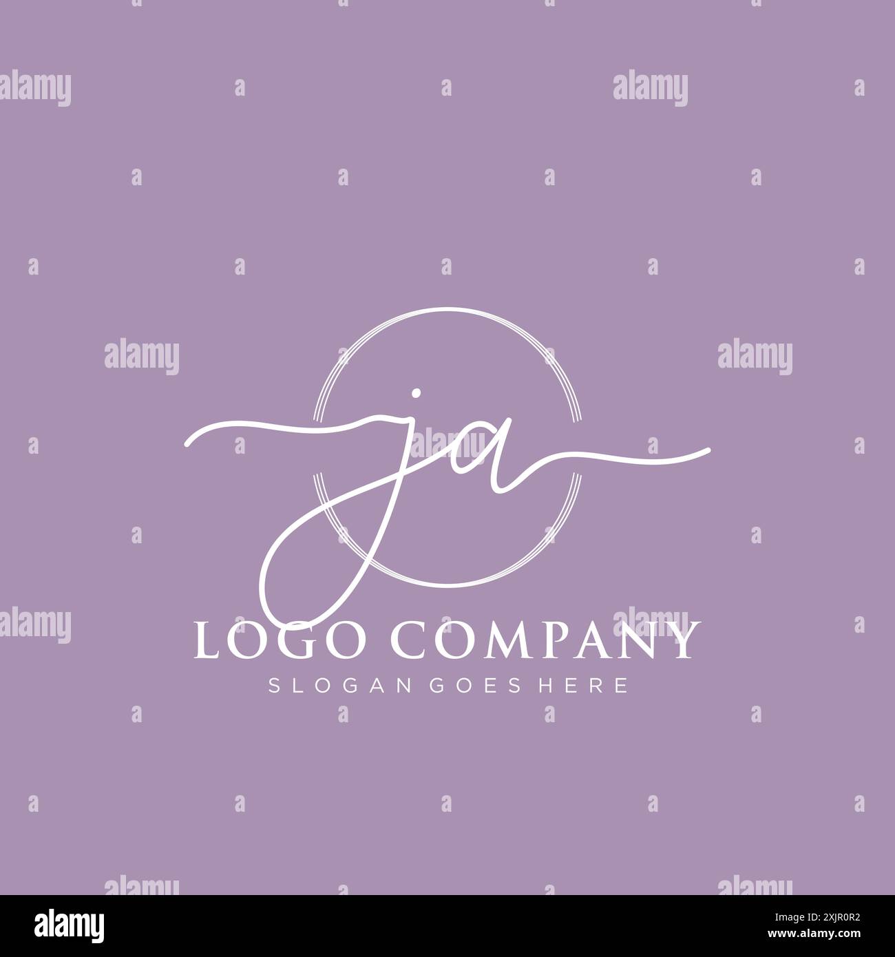 JA Initial handwriting with brush circle logo Stock Vector