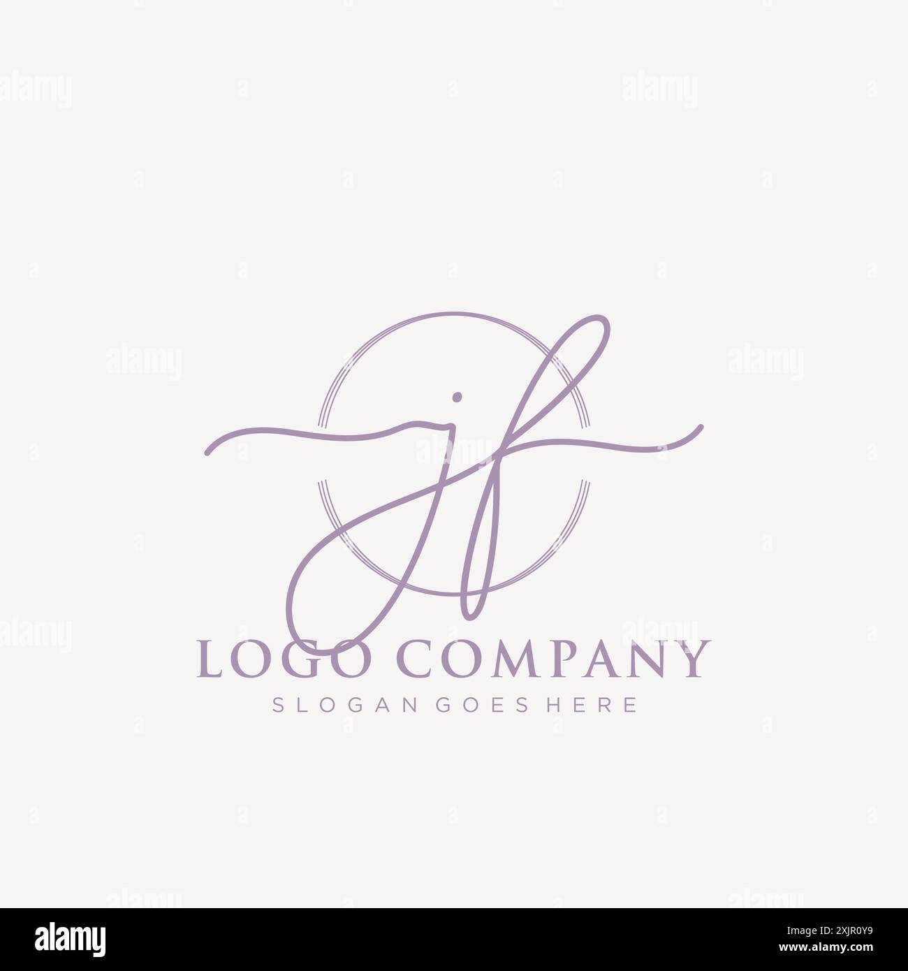 JF Initial handwriting with brush circle logo Stock Vector