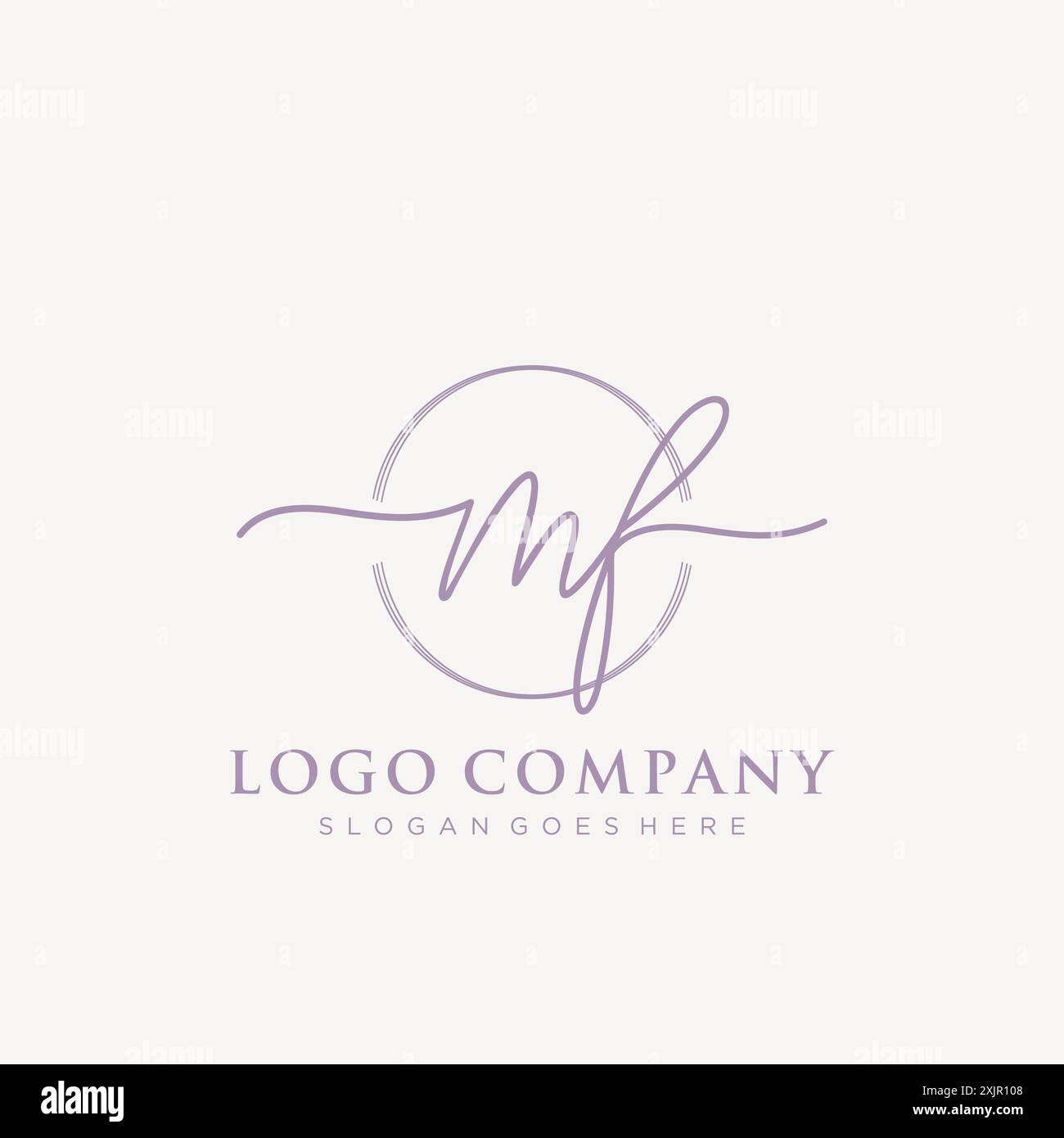 MF Initial handwriting with brush circle logo Stock Vector