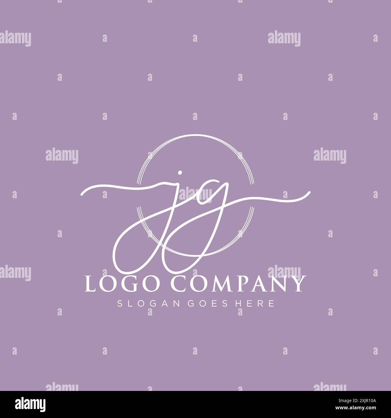 JG Initial handwriting with brush circle logo Stock Vector