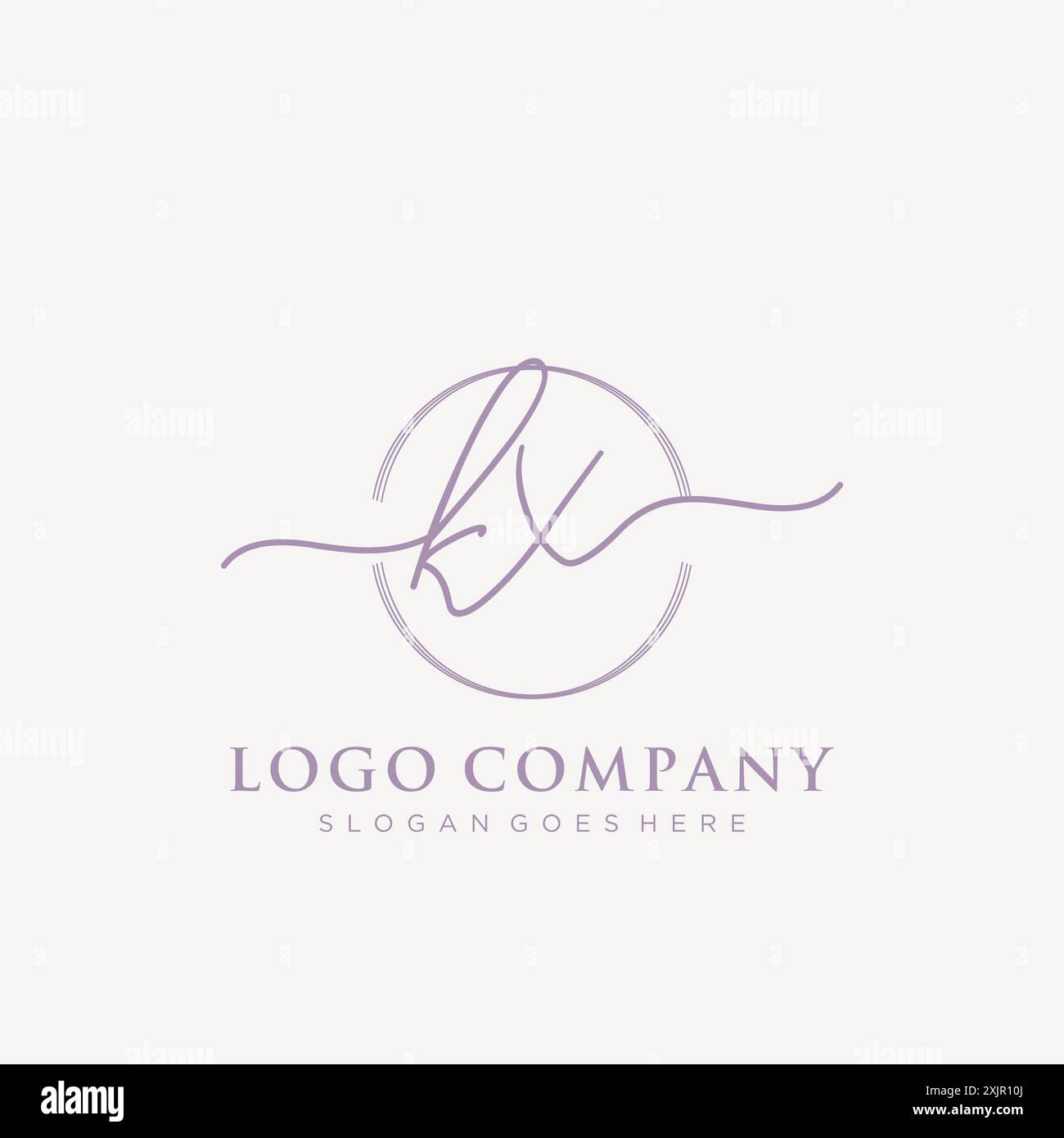 KX Initial handwriting with brush circle logo Stock Vector