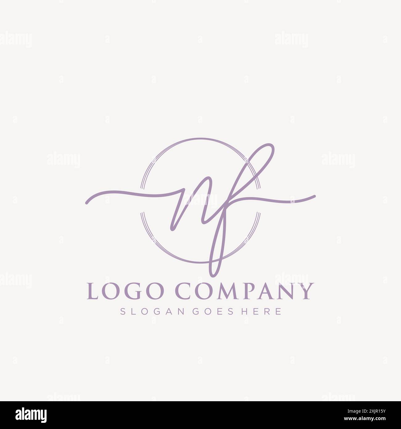 NF Initial handwriting with brush circle logo Stock Vector