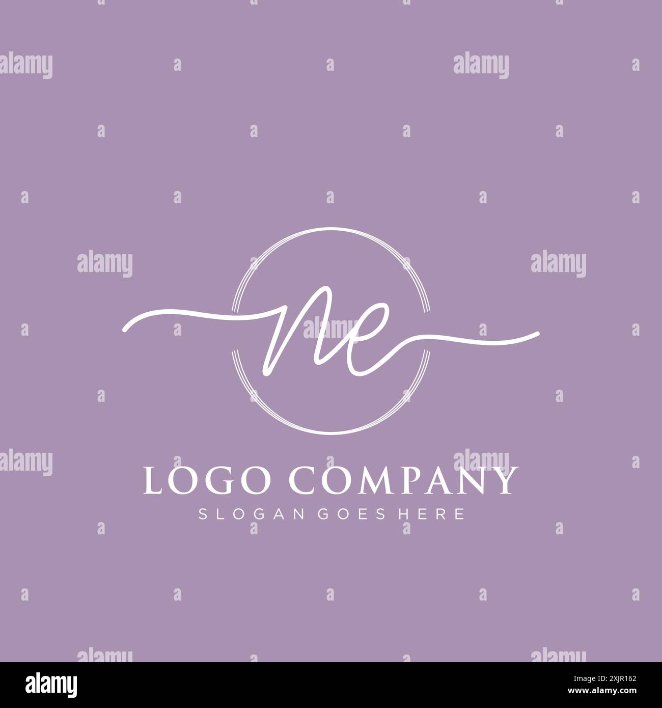 NE Initial handwriting with brush circle logo Stock Vector