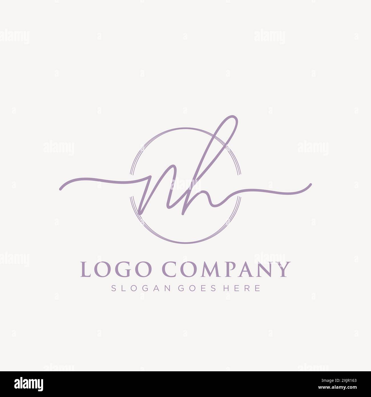 NH Initial handwriting with brush circle logo Stock Vector