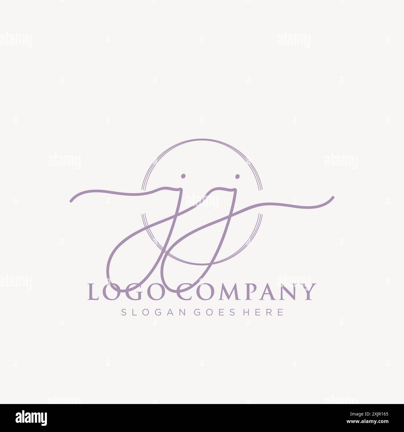 JJ Initial handwriting with brush circle logo Stock Vector